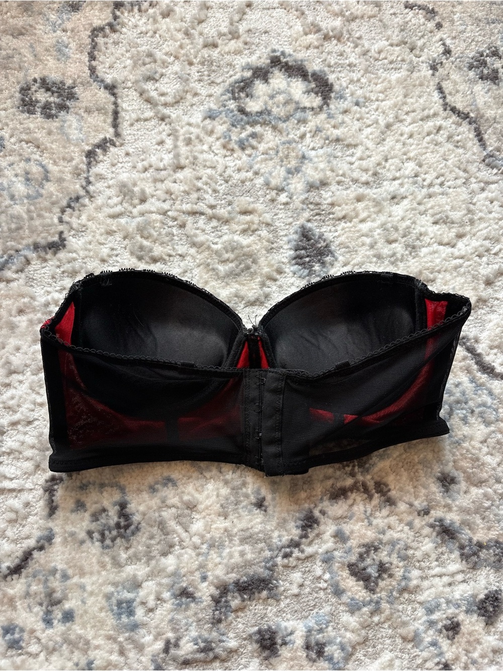 sophie b. Red Lace Strapless Bra with Black Lace Overlay - Picture 2 of 3